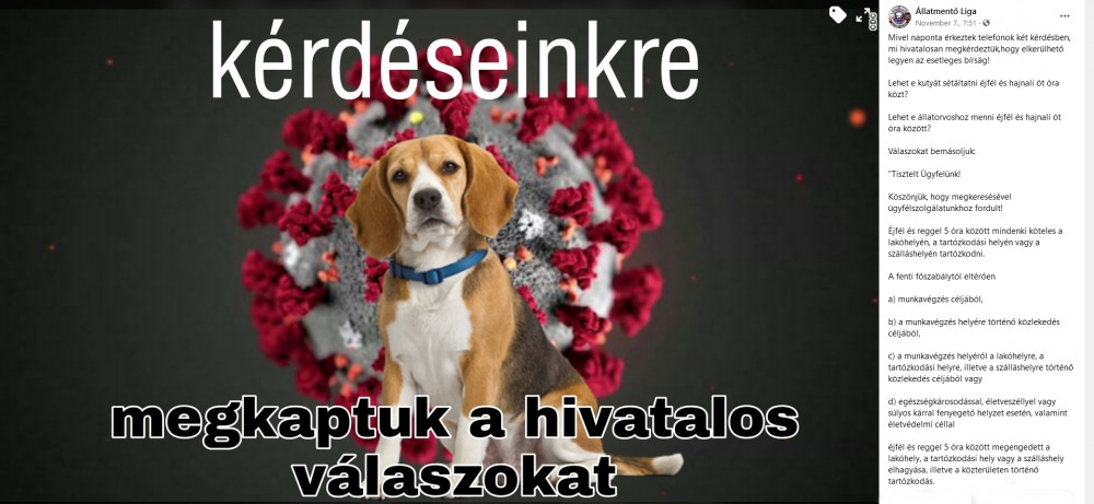 állatvédők facebbok posztja